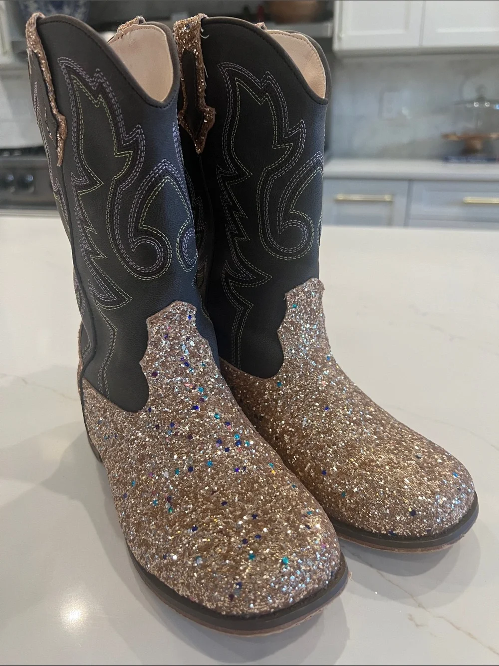 Girls/Youth Size 3 Cowgirl Boots~Rose gold/champagne glitter